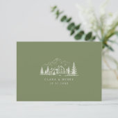 Sage Mountain Hochzeits-QR-Code-RSVP-Karte Begleitkarte (Stehend Vorderseite)