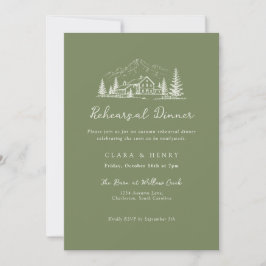 Sage Mountain Wedding Rehearsal Dinner Invitation Einladung