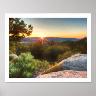 Sage Mountains Sunset Poster