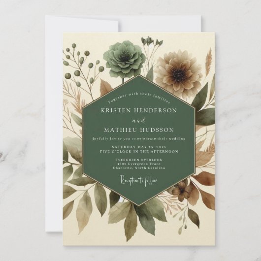 Sage Naturalist Meadow Wedding Einladung (Vorderseite)
