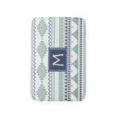 Sage & Navy Blue Monogram Native American Pattern Badematte (Vorderseite Vertikal)