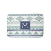 Sage & Navy Blue Monogram Native American Pattern Badematte (Vorderseite)