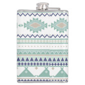 Sage & Navy Blue Native American Pattern Flachmann (Rückseite)