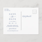 Sage Navy Botanischer Kranz Hochzeit retten die Da Ankündigungspostkarte (Rückseite)