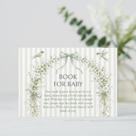 Sage Nesting Party Baby Shower Books for Baby Begleitkarte (Stehend Vorderseite)