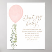 Sage nicht Baby Pink Balloon Girl Baby Shower Poster (Vorne)
