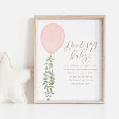 Sage nicht Baby Pink Balloon Girl Baby Shower Poster
