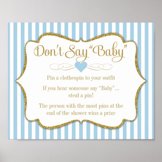 Sage nicht Baby Shower Game Blue Gold Boy Baby Poster (Vorne)