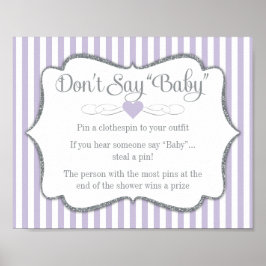 Sage nicht Baby Shower Game Lavender Lilac Gray Poster