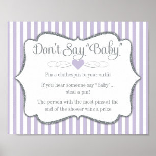 Sage nicht Baby Shower Game Lavender Lilac Gray Poster