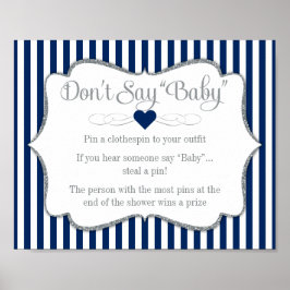 Sage nicht Baby Shower Game Navy Blue Silver Boy Poster