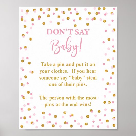 Sage nicht Baby Shower Game Sign Pink & Gold Poster (Vorne)