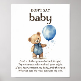Sage nicht Baby Teddy Bear Baby Boy Shower Game Poster