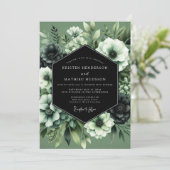 Sage Nocturnal Bloom Hochzeit Einladung (Stehend Vorderseite)