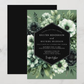 Sage Nocturnal Bloom Hochzeit Einladung (Vorne/Hinten)