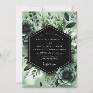 Sage Noir Botanische Hochzeit Einladung