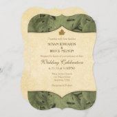 Sage Olive Cream Leaf Vintage Hochzeit Einladung (Vorne/Hinten)