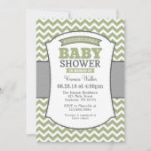 Sage Olive Gray Zickzack Baby Dusche Einladung (Vorderseite)