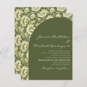 Sage Olive Green Botanical Arch Script Wedding Einladung (Vorne/Hinten)