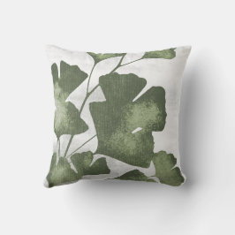 Sage Olive Green Botanical Ginkgo Biloba Leaves Kissen