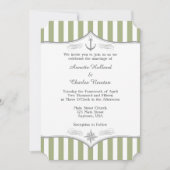 Sage Olive Green Gray Nautical Wedding Einladung (Vorderseite)