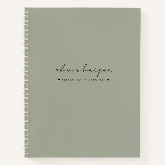 Sage Olive Green Letters to Daughter Journal Notizblock (Vorderseite)