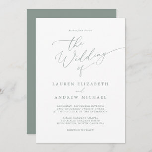 Sage Olive Green Minimalistisch Wedding Einladung