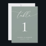 Sage Olive Green Minimalistisch Wedding | Event Cu Einladung<br><div class="desc">(**BITTE BEACHTEN SIE: Um zu bestellen, passen Sie einfach Ihre Tischnummer (und Name/Datum) an und fügen Sie jede Nummer einzeln in Ihren Warenkorb ein. Wählen Sie "No Envelope" (Kein Umschlag) und dann Karo aus, sobald Sie fertig sind.) Schön, elegant, modern und minimalistisch, Tischnummer-Karte. Vollständig anpassbar mit Ihren Namen (oder Ereignisname)...</div>