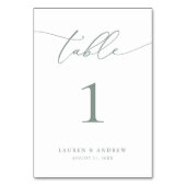 Sage Olive Green Minimalistisch Wedding | Event Cu Tischnummer (Vorderseite)