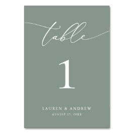 Sage Olive Green Minimalistisch Wedding | Event Cu Tischnummer