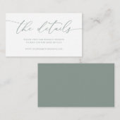 Sage Olive Green Modern Minimalist Wedding Begleitkarte (Vorne/Hinten)