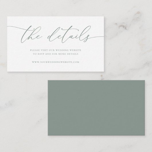 Sage Olive Green Modern Minimalist Wedding Begleitkarte (Vorne/Hinten)