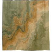 Sage Olive Green Mustard Yellow Print Duschvorhang (Vorderseite)