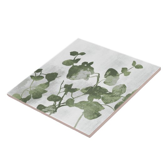 Sage Olive Green Painterly Botanical Art 01 Fliese (Seite)
