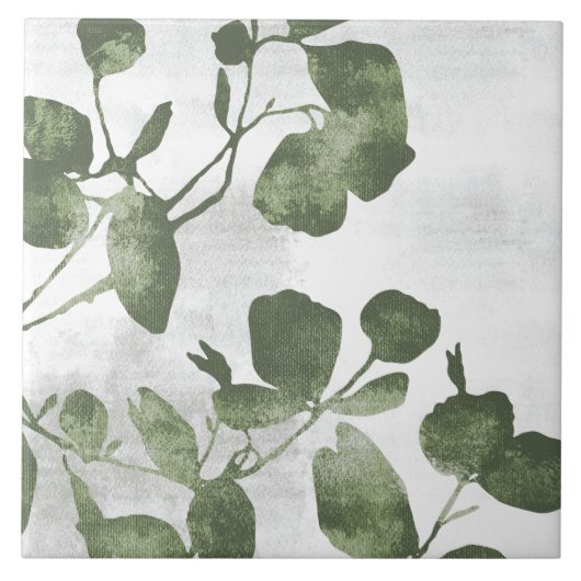 Sage Olive Green Painterly Botanical Art 02 Fliese (Vorderseite)