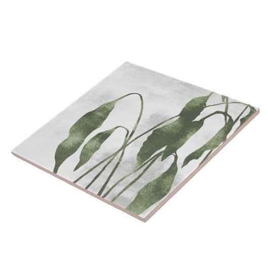 Sage Olive Green Painterly Botanical Art 03 Fliese (Seite)