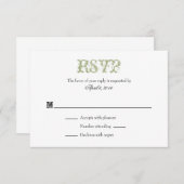 Sage Olive Green Schlicht Simple Wedding RSVP Card (Vorne/Hinten)