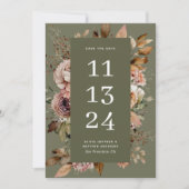Sage Olive Green Wedding | Elegant Floral Earthy Save The Date (Vorderseite)