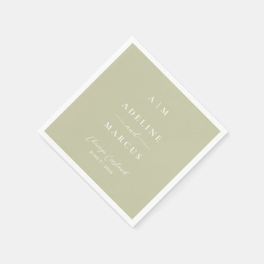 Sage Olive Green Wedding Serviette (Ecke)