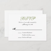 Sage Olive White Schlicht Simple Wedding RSVP Card (Vorne/Hinten)