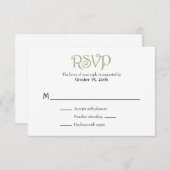 Sage Olive White Schlicht Simple Wedding RSVP Card (Vorne/Hinten)