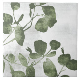 Sage Olivgrün Malerische Botanische Kunst 02 Fliese