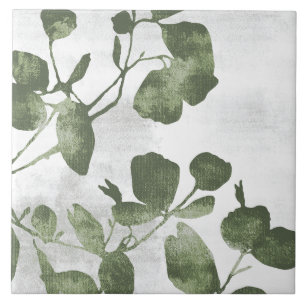 Sage Olivgrün Malerische Botanische Kunst 02 Fliese