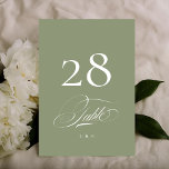 Sage on White Elegant Calligraphy Wedding Tischnummer<br><div class="desc">***Dieses Design ist Teil einer Zusammenstellung*** _______________________ Diese Designvorlage ist vollständig editierbar / vom Kunden anpassbar - klicken Sie auf die weitere Schaltfläche, wenn Sie das Design verschieben, hinzufügen, löschen oder erheblich ändern möchten __________________________ Haben Sie Fragen zum Design oder benötigen Sie weitere Designs oder Optionen, kontaktieren Sie mich bitte...</div>