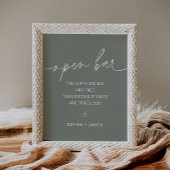 SAGE Open Bar Wedding Sign Poster