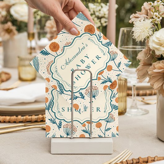Sage Orange Botanical Baby Shower Serviette
