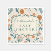 Sage Orange Botanical Baby Shower Serviette (Vorderseite)