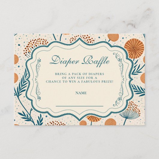 Sage Orange Botanical Diapper Raffle Begleitkarte (Vorderseite)