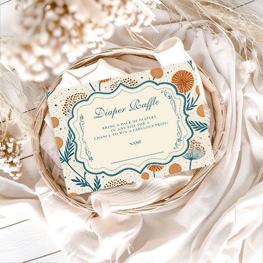 Sage Orange Botanical Diapper Raffle Begleitkarte