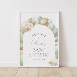 Sage Pampas Grass Arch Baby Dusche Begrüßungszeich Poster